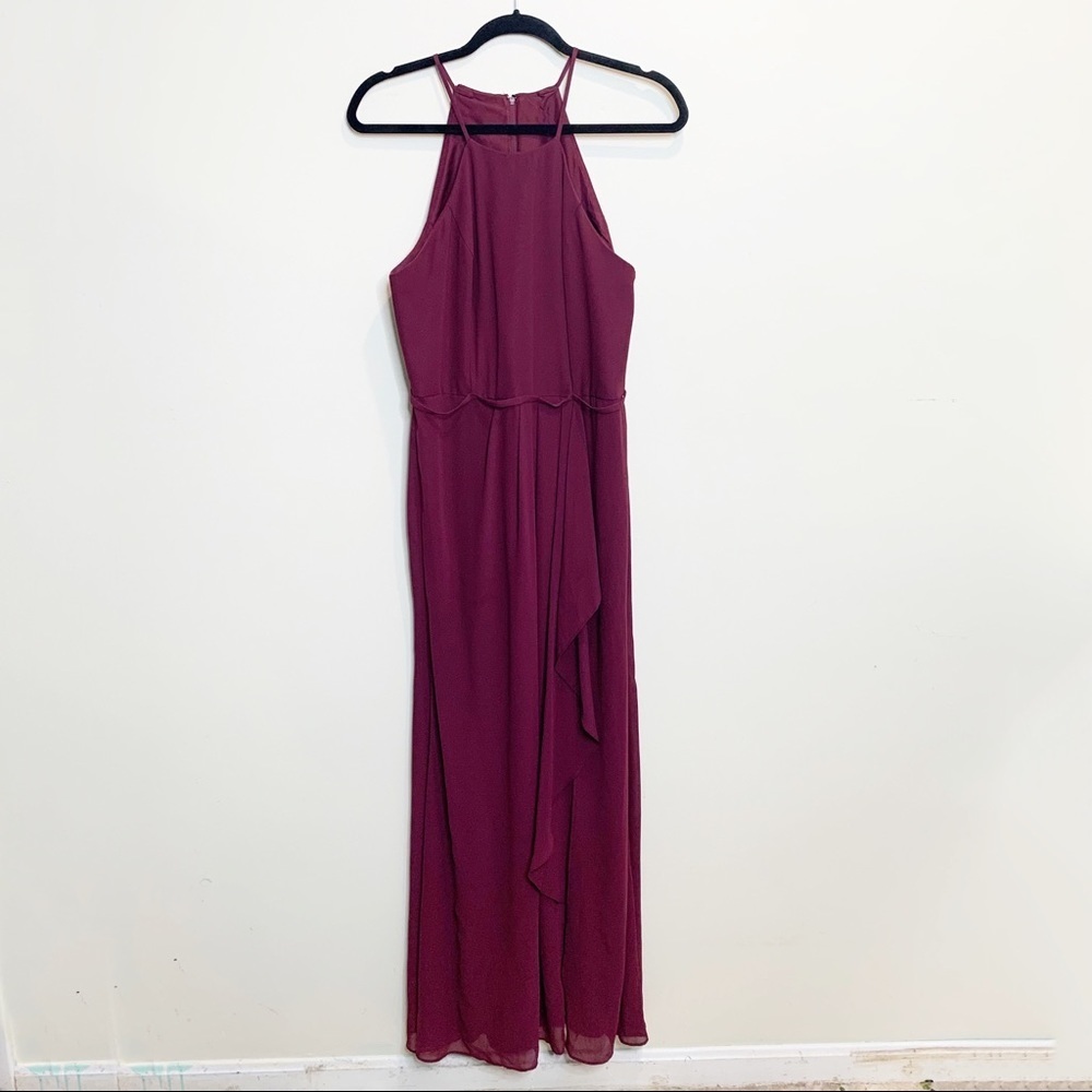 David's Bridal Maroon Spaghetti Strap Dress Size 10 - Picture 2 of 4